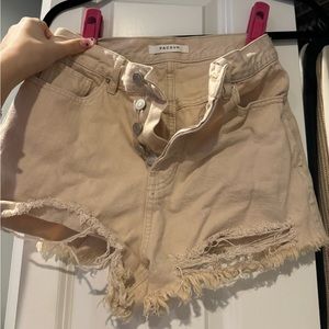 pacsun highwasted tan denim ripped shorts